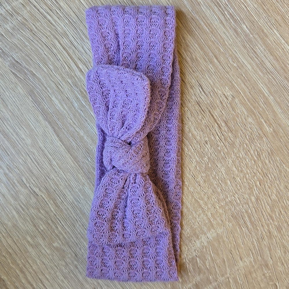 Boho Baby Girl Waffle Knit Bowknot Headband Hair Band Kids Lavender Headwrap